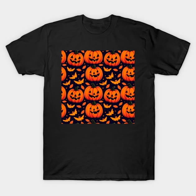 Halloween Pumpkins At Night T-Shirt by Sevendise